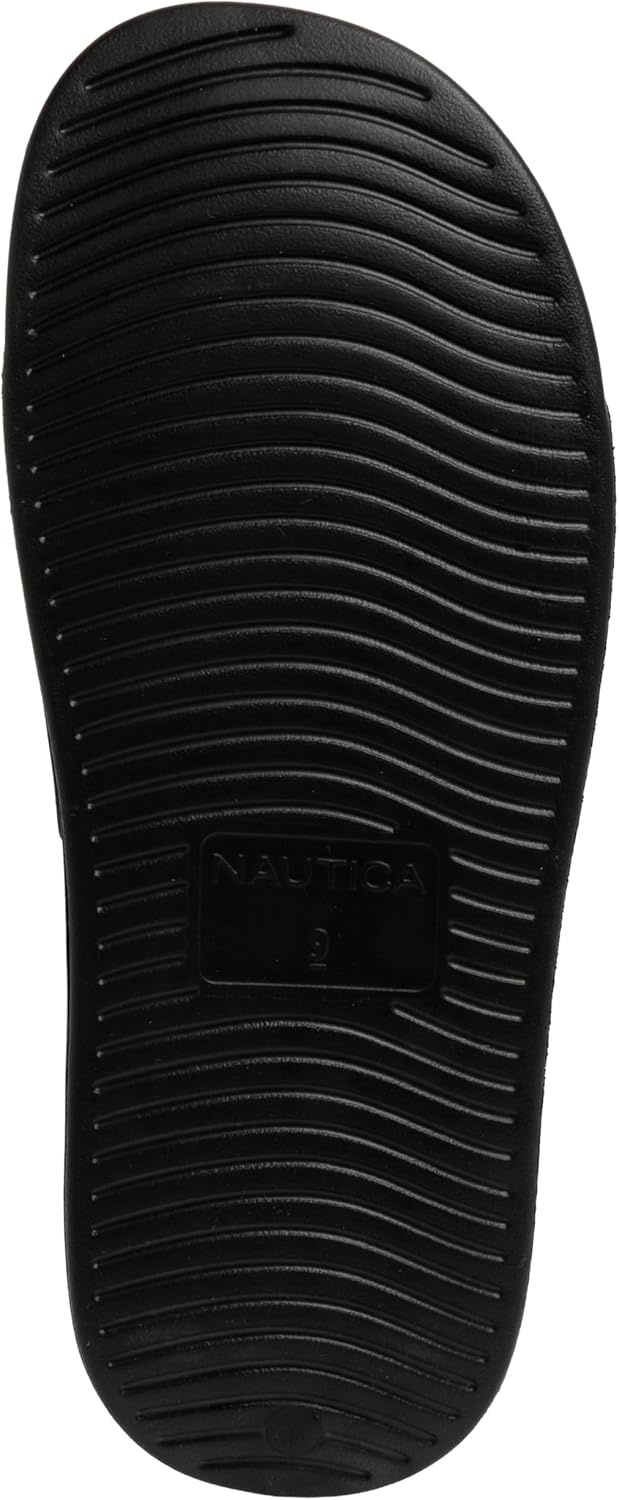 image:imageNautica Mens Open Toe Slide Sandals Comfortable Indoor amp Outdoor Shower SlippersBlack X Rain Water