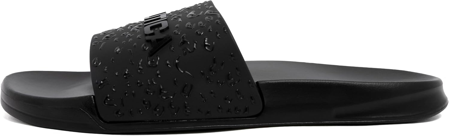 image:imageNautica Mens Open Toe Slide Sandals Comfortable Indoor amp Outdoor Shower SlippersBlack X Rain Water