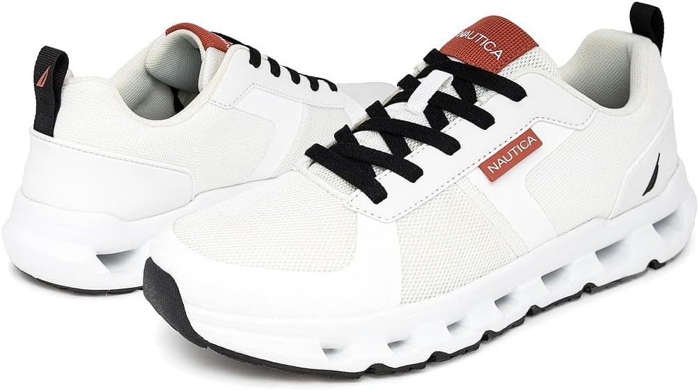 image:imageNautica Mens Running Sneakers Sport Fashion LaceUp Athletic Soft Shoes for Gym Tennis Men Cushioned Breathable Lightweight amp ComfortableWhite Black Orange