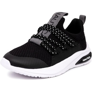 Nautica Kids Athletic Slip-On Sneakers – Comfortable Bungee Running Shoes for Boys and Girls – Stylish and Supportive Footwear for Active Kids (Big Kid/Little Kid/Toddler)(Black Silver-swimm)