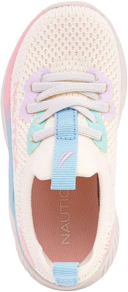 image:imageNautica Girls Toddler Knit SlipOn Sneakers with Max Comfort Sole Bungee Closure Tennis Running Shoes for School and Play ToddlerLittle KidCream