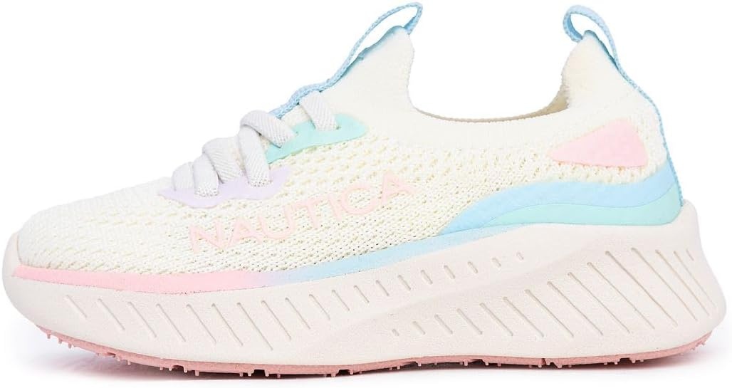 image:imageNautica Girls Toddler Knit SlipOn Sneakers with Max Comfort Sole Bungee Closure Tennis Running Shoes for School and Play ToddlerLittle KidCream