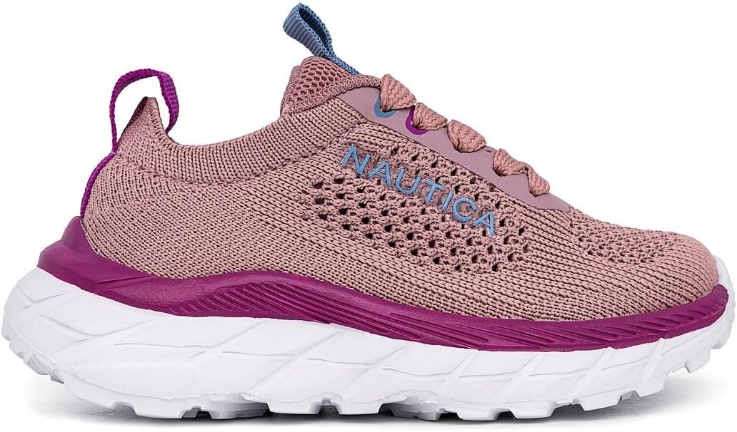 image:imageNautica Girls Toddler Knit SlipOn Sneakers with Max Comfort Sole Bungee Closure Tennis Running Shoes for School and Play ToddlerLittle KidLilac Purple Blue