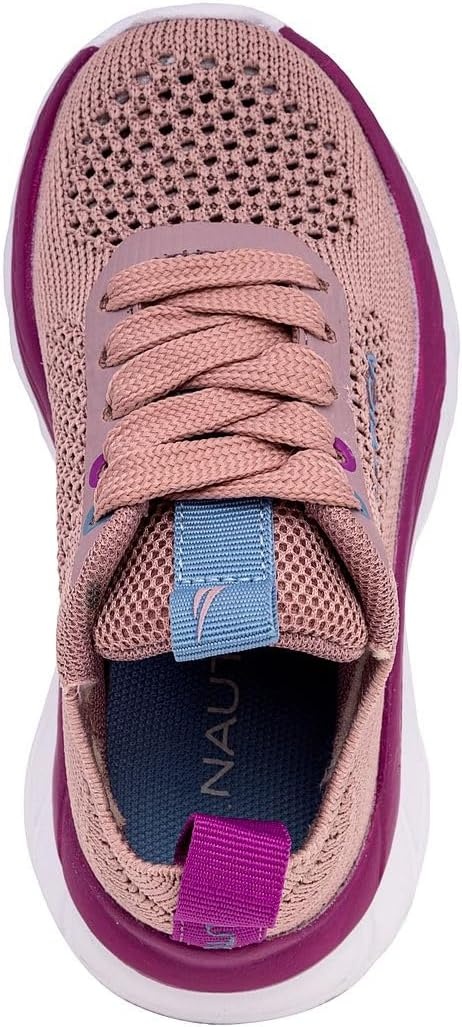 image:imageNautica Girls Toddler Knit SlipOn Sneakers with Max Comfort Sole Bungee Closure Tennis Running Shoes for School and Play ToddlerLittle KidLilac Purple Blue