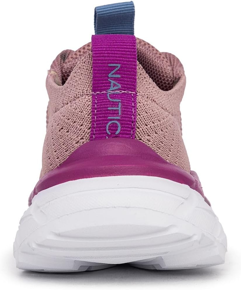 image:imageNautica Girls Toddler Knit SlipOn Sneakers with Max Comfort Sole Bungee Closure Tennis Running Shoes for School and Play ToddlerLittle KidLilac Purple Blue