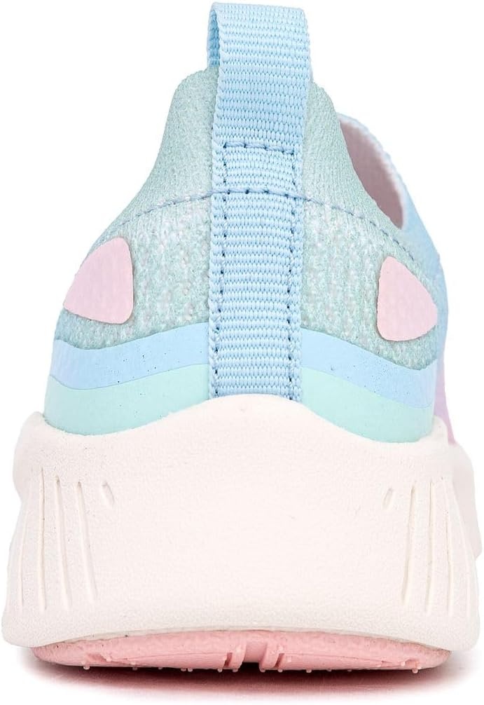 image:imageNautica Girls Toddler Knit SlipOn Sneakers with Max Comfort Sole Bungee Closure Tennis Running Shoes for School and Play ToddlerLittle KidPastel Rainbow Fade
