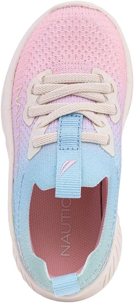 image:imageNautica Girls Toddler Knit SlipOn Sneakers with Max Comfort Sole Bungee Closure Tennis Running Shoes for School and Play ToddlerLittle KidPastel Rainbow Fade