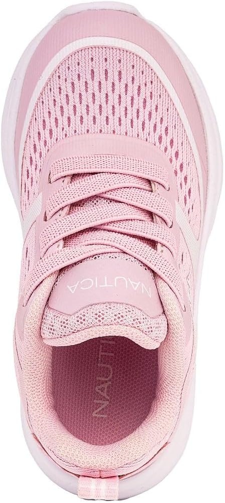 image:imageNautica Girls Toddler Knit SlipOn Sneakers with Max Comfort Sole Bungee Closure Tennis Running Shoes for School and Play ToddlerLittle KidPink White