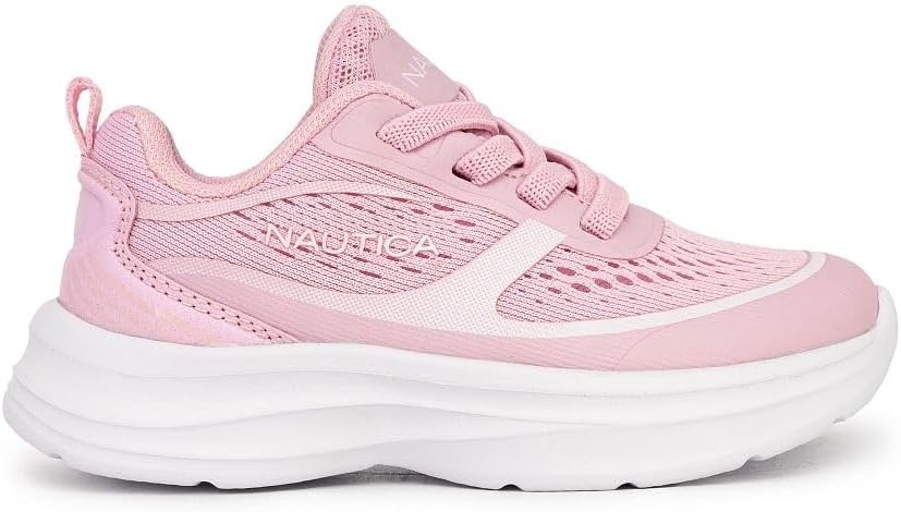 image:imageNautica Girls Toddler Knit SlipOn Sneakers with Max Comfort Sole Bungee Closure Tennis Running Shoes for School and Play ToddlerLittle KidPink White