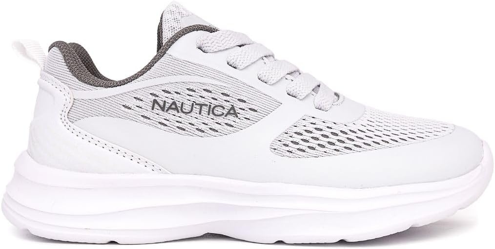 image:imageNautica Girls Toddler Knit SlipOn Sneakers with Max Comfort Sole Bungee Closure Tennis Running Shoes for School and Play ToddlerLittle KidWhite Grey