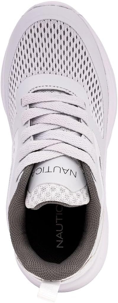 image:imageNautica Girls Toddler Knit SlipOn Sneakers with Max Comfort Sole Bungee Closure Tennis Running Shoes for School and Play ToddlerLittle KidWhite Grey