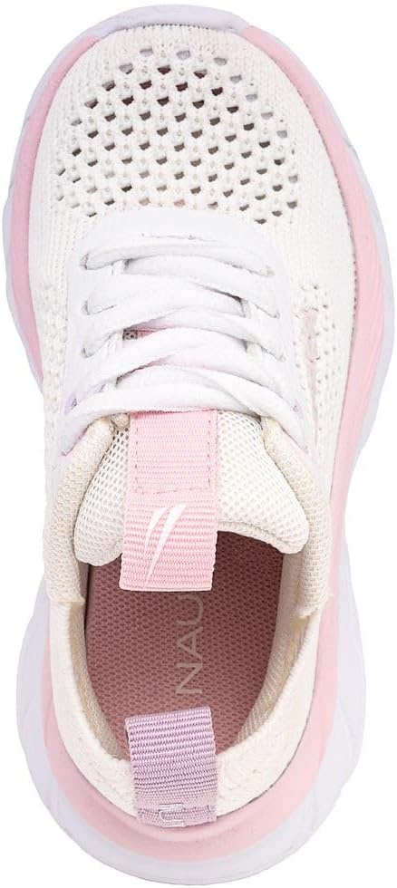 image:imageNautica Girls Toddler Knit SlipOn Sneakers with Max Comfort Sole Bungee Closure Tennis Running Shoes for School and Play ToddlerLittle KidWhite Pink Lilac
