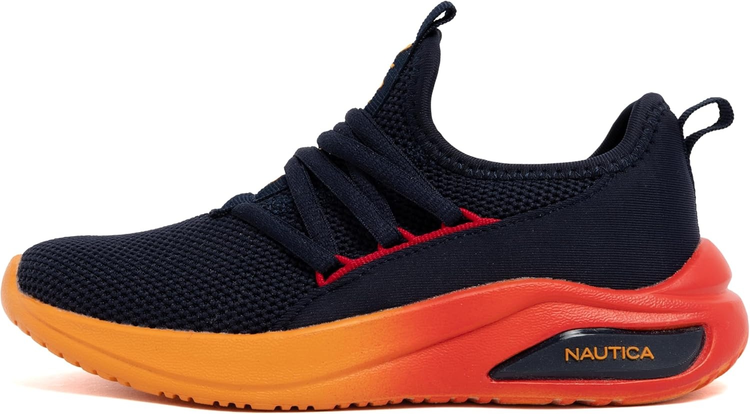 image:imageNautica Kids Athletic SlipOn Sneakers Comfortable Bungee Running Shoes for Boys and Girls Stylish and Supportive Footwear for Active Kids Big KidLittle KidToddlerNavy Red Orange