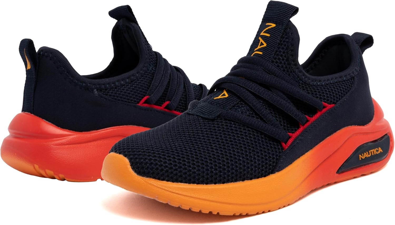 image:imageNautica Kids Athletic SlipOn Sneakers Comfortable Bungee Running Shoes for Boys and Girls Stylish and Supportive Footwear for Active Kids Big KidLittle KidToddlerNavy Red Orange