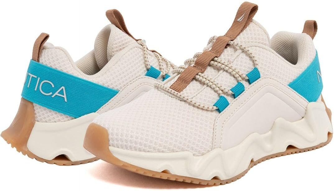 image:imageNautica Kids Running Sneakers Comfortable Shoes for Boys and Girls Sizes for Big amp Little Kids LaceUpBungee ManalapinBone Mint Brown