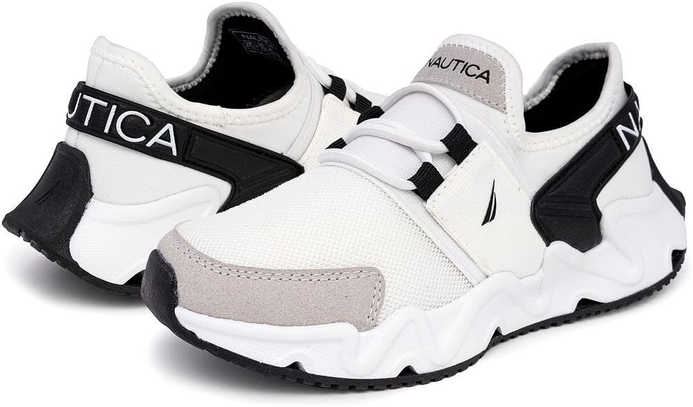 image:imageNautica Kids Running Sneakers Comfortable Shoes for Boys and Girls Sizes for Big amp Little Kids LaceUpBungee ManalapinWhite Blackmikyle