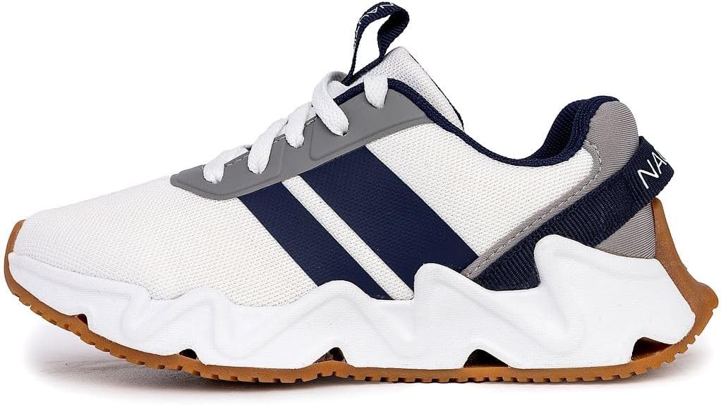 image:imageNautica Kids Running Sneakers Comfortable Shoes for Boys and Girls Sizes for Big amp Little Kids LaceUpBungee ManalapinWhite Grey Navywavy