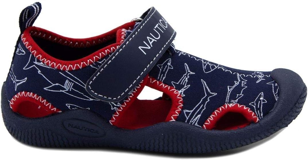 image:imageNautica Kids Water Shoes for Boys Girls Toddler Quick Dry Swim Shoes Aqua Socks Beach Pool Closed Toe Barefoot Summer Watershoes for Toddlers Size 512Shark Print
