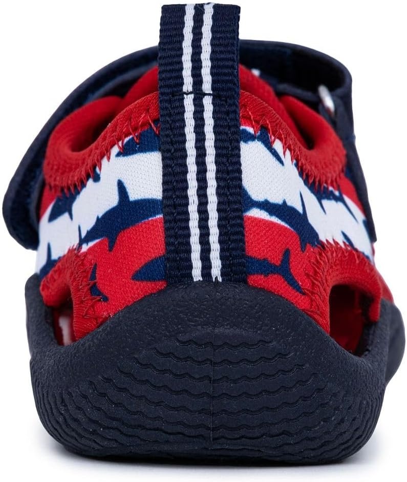 image:imageNautica Kids Water Shoes for Boys Girls Toddler Quick Dry Swim Shoes Aqua Socks Beach Pool Closed Toe Barefoot Summer Watershoes for Toddlers Size 512Rwb Shark Stripe