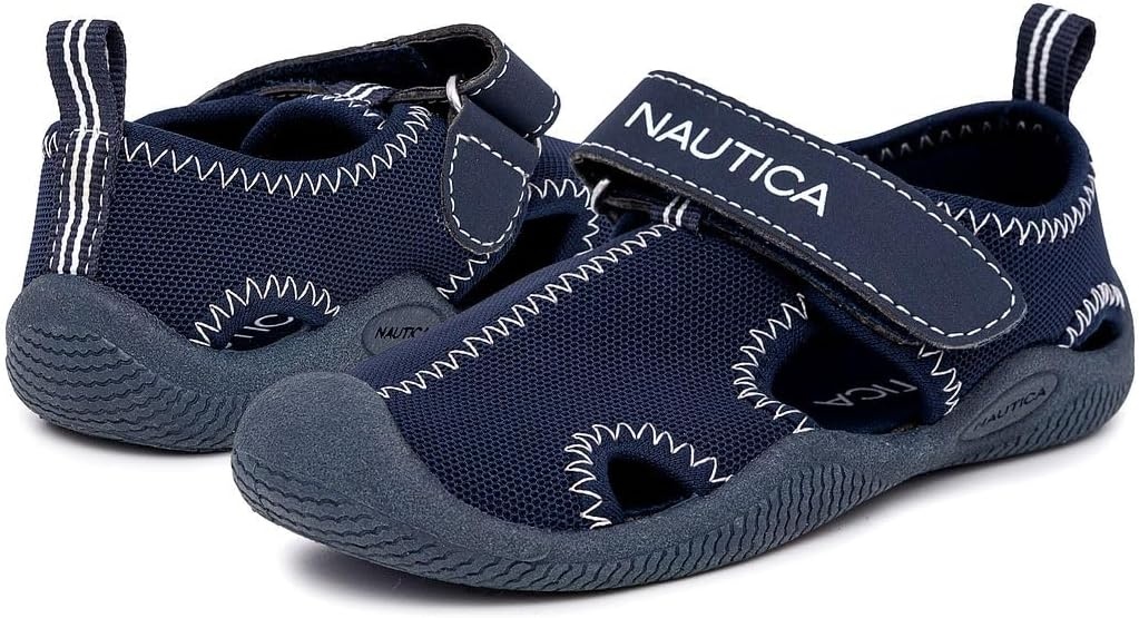 image:imageNautica Kids Water Shoes for Boys Girls Toddler Quick Dry Swim Shoes Aqua Socks Beach Pool Closed Toe Barefoot Summer Watershoes for Toddlers Size 512Navy Small Mesh