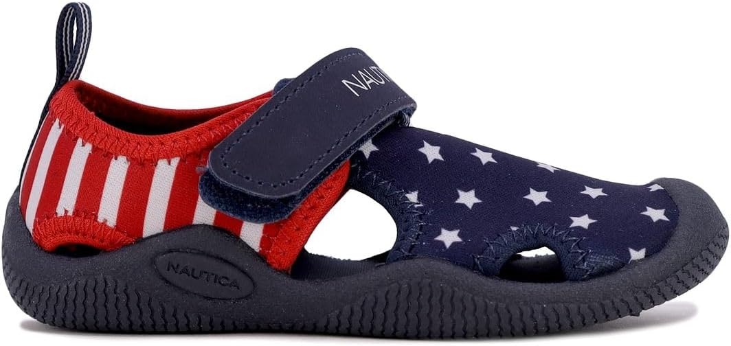 image:imageNautica Kids Water Shoes for Boys Girls Toddler Quick Dry Swim Shoes Aqua Socks Beach Pool Closed Toe Barefoot Summer Watershoes for Toddlers Size 512Stars and Stripes