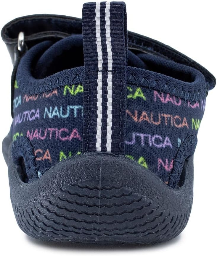 image:imageNautica Kids Water Shoes for Boys Girls Toddler Quick Dry Swim Shoes Aqua Socks Beach Pool Closed Toe Barefoot Summer Watershoes for Toddlers Size 512Navy Rainbow Logo