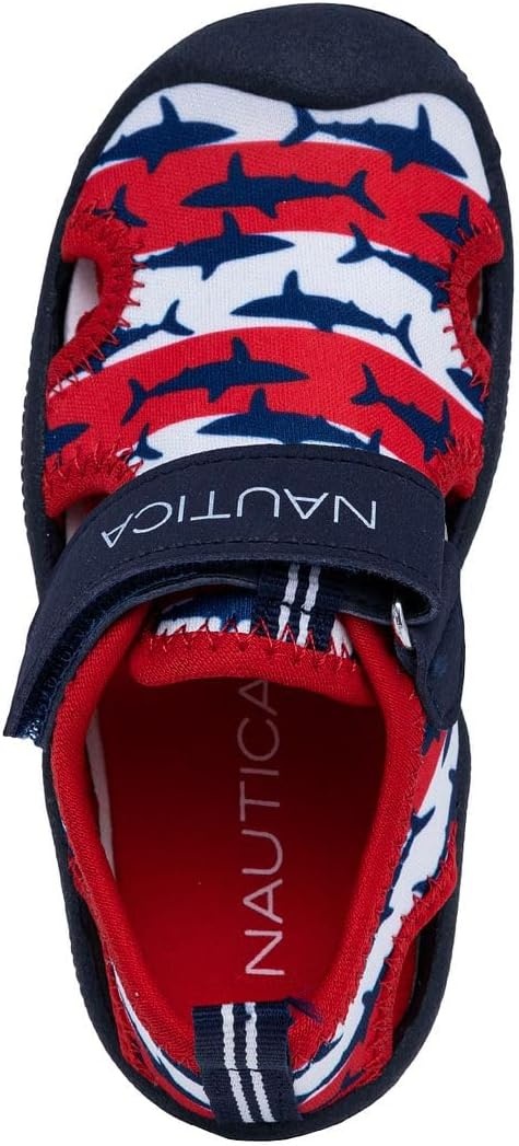 image:imageNautica Kids Water Shoes for Boys Girls Toddler Quick Dry Swim Shoes Aqua Socks Beach Pool Closed Toe Barefoot Summer Watershoes for Toddlers Size 512Rwb Shark Stripe