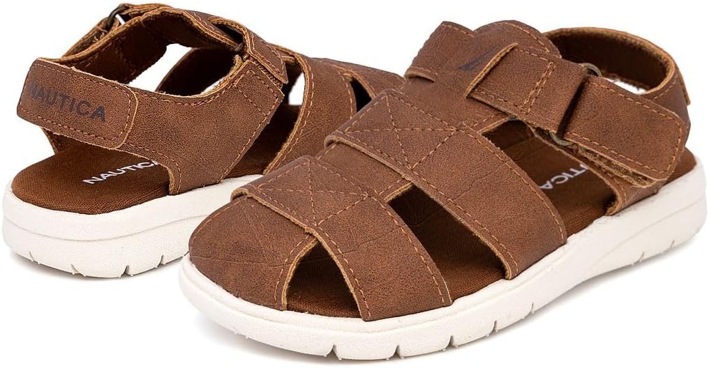 image:imageNautica Toddler Sandals ClosedToe Athletic Summer Shoes for Boys amp Girls with Adjustable Straps Perfect for Active Play Toddler amp Little Kid SizesCognac