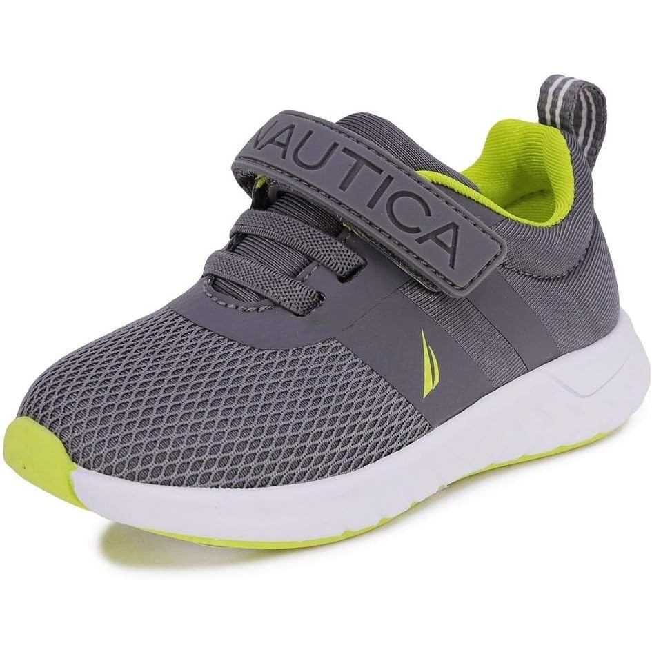 image:imageNautica Kids Fashion Sneaker Athletic Running Shoe with One Strap Boys GirlsToddlerLittle KidStorm Grey Lime