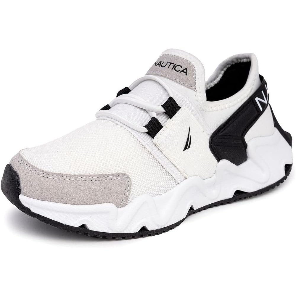 image:imageNautica Kids Running Sneakers Comfortable Shoes for Boys and Girls Sizes for Big amp Little Kids LaceUpBungee ManalapinWhite Blackmikyle
