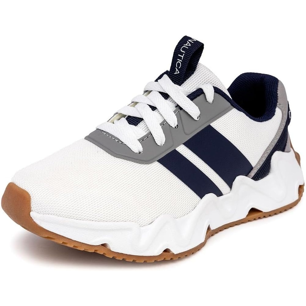 image:imageNautica Kids Running Sneakers Comfortable Shoes for Boys and Girls Sizes for Big amp Little Kids LaceUpBungee ManalapinWhite Grey Navywavy