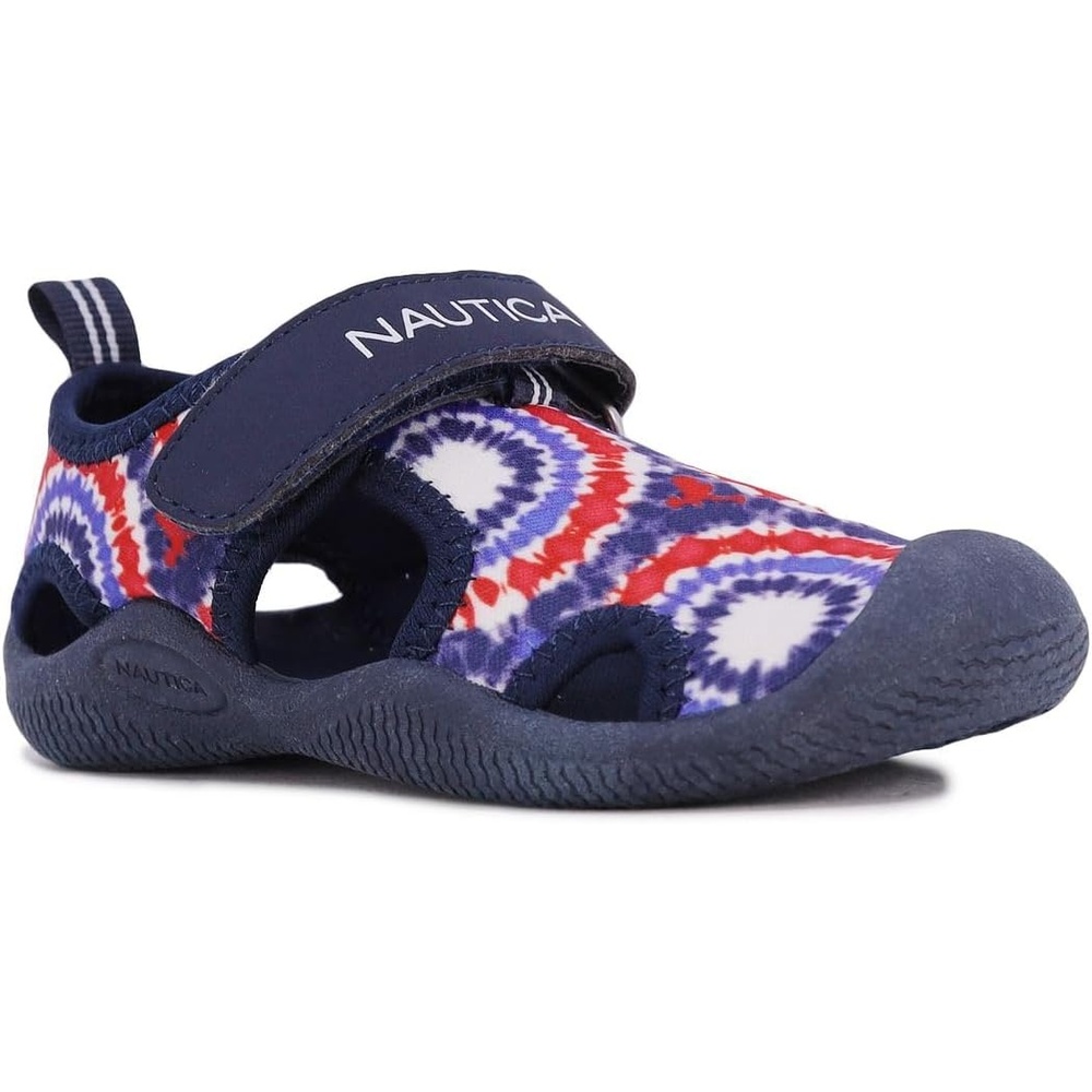 image:imageNautica Kids Water Shoes for Boys Girls Toddler Quick Dry Swim Shoes Aqua Socks Beach Pool Closed Toe Barefoot Summer Watershoes for Toddlers Size 512Red White Blue Tie Dye