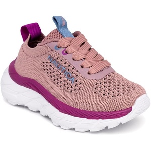 Nautica Girls Toddler Knit Slip-On Sneakers with Max Comfort Sole, Bungee Closure, Tennis Running Shoes for School and Play (Toddler/Little Kid)(Lilac Purple Blue)