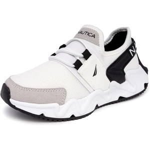 Nautica Kids Running Sneakers | Comfortable Shoes for Boys and Girls | Sizes for Big & Little Kids -(Lace-Up/Bungee) Manalapin(White Black-mikyle)