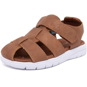 Nautica Toddler Sandals – Closed-Toe Athletic Summer Shoes for Boys & Girls with Adjustable Straps, Perfect for Active Play (Toddler & Little Kid Sizes)(Tan White)