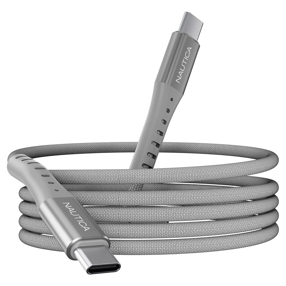 image:imageNautica USBC to USBC Cable 15W HighSpeed Charging Durable Braided Cable Premium Quality Universal Compatibility Gray
