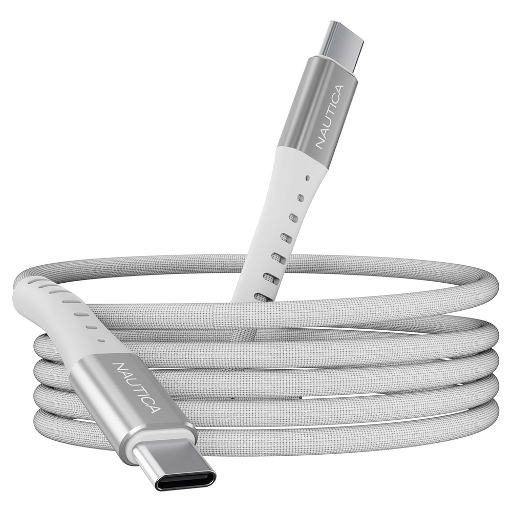 image:imageNautica USBC to USBC Cable 15W HighSpeed Charging Durable Braided Cable Premium Quality Universal Compatibility White