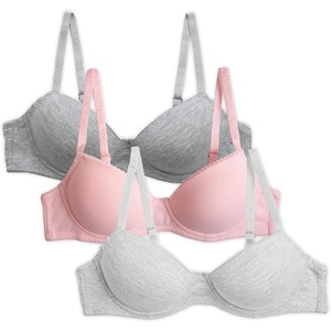 Nautica Girls Training Bras – 2/3 Pack A-Cup Ribbed Molded Starter Bras for Teens with Adjustable Straps (Sizes: 30A-36A)(Lt Bleach Hthr/Chiffon Rose/Lt Heather Grey)