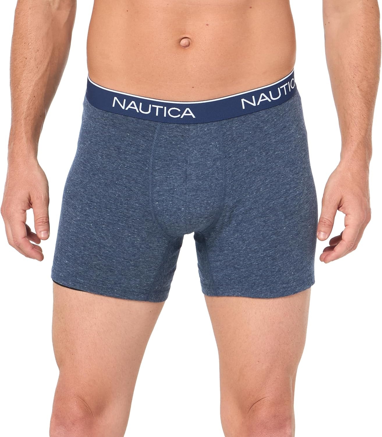 image:imageNautica Mens 4 Pack Heather Stretch Boxer BriefsPeacoatDutchIndigoSea Mist Heather