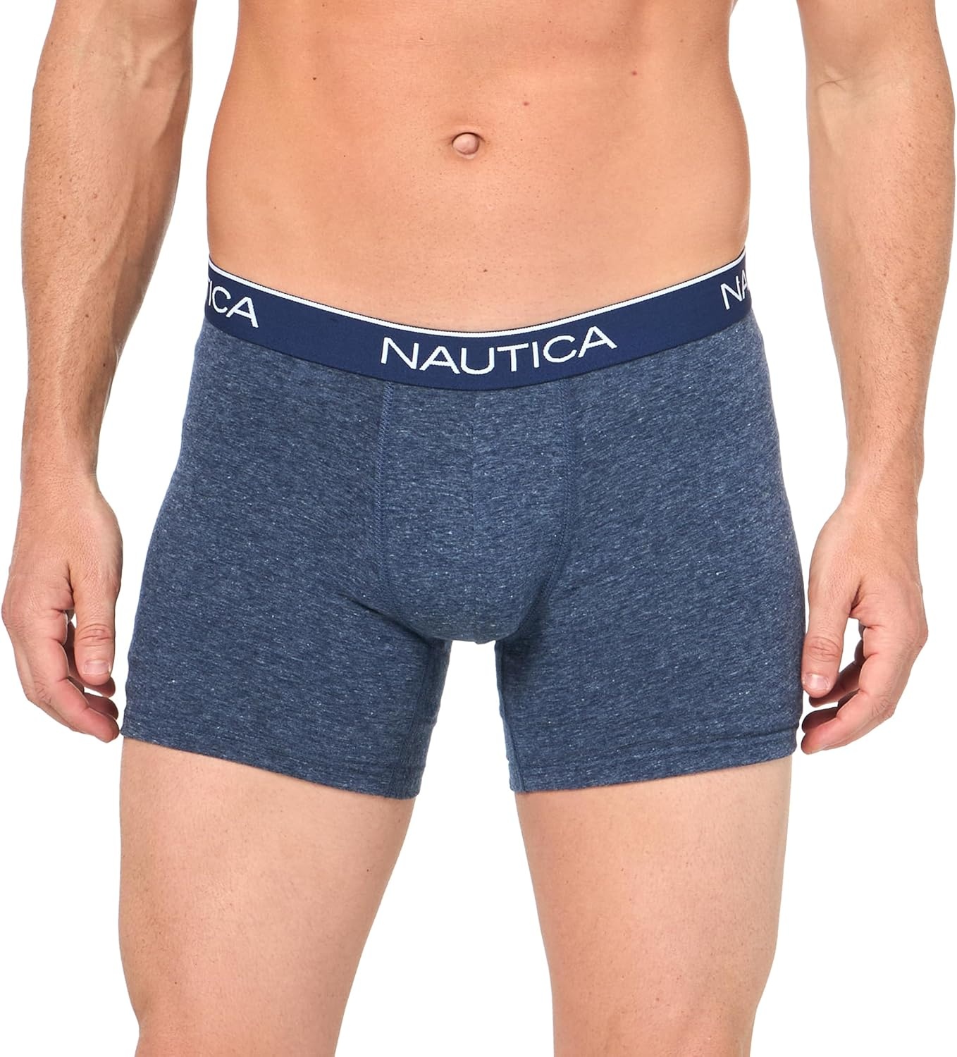 image:imageNautica Mens 4 Pack Heather Stretch Boxer BriefsPeacoatIndigoCharcoalOasis Pink Heather
