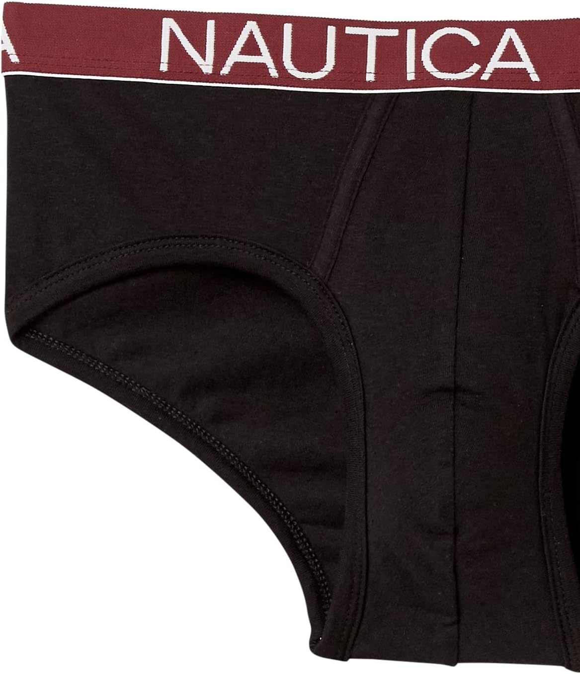 image:imageNautica Mens Classic Cotton Stretch 3Pack BriefsBlack BlackTawny PortWhite Waistband