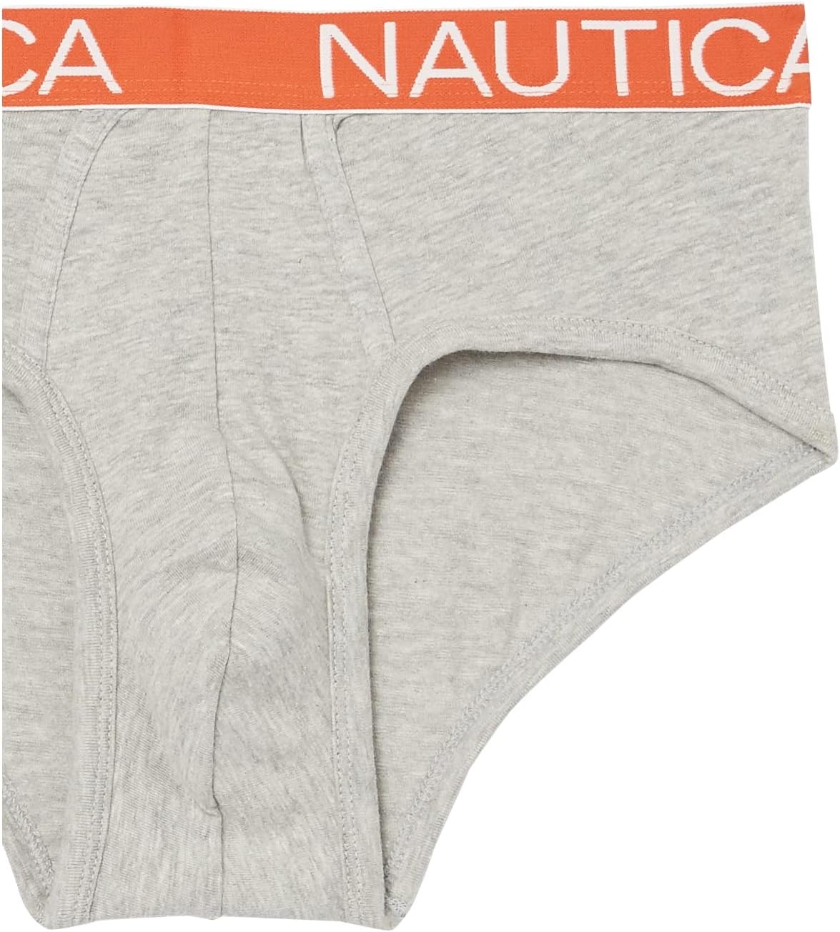 image:imageNautica Mens Classic Cotton Stretch 3Pack BriefsHeather Grey OrangePro BlueGreen Waistband