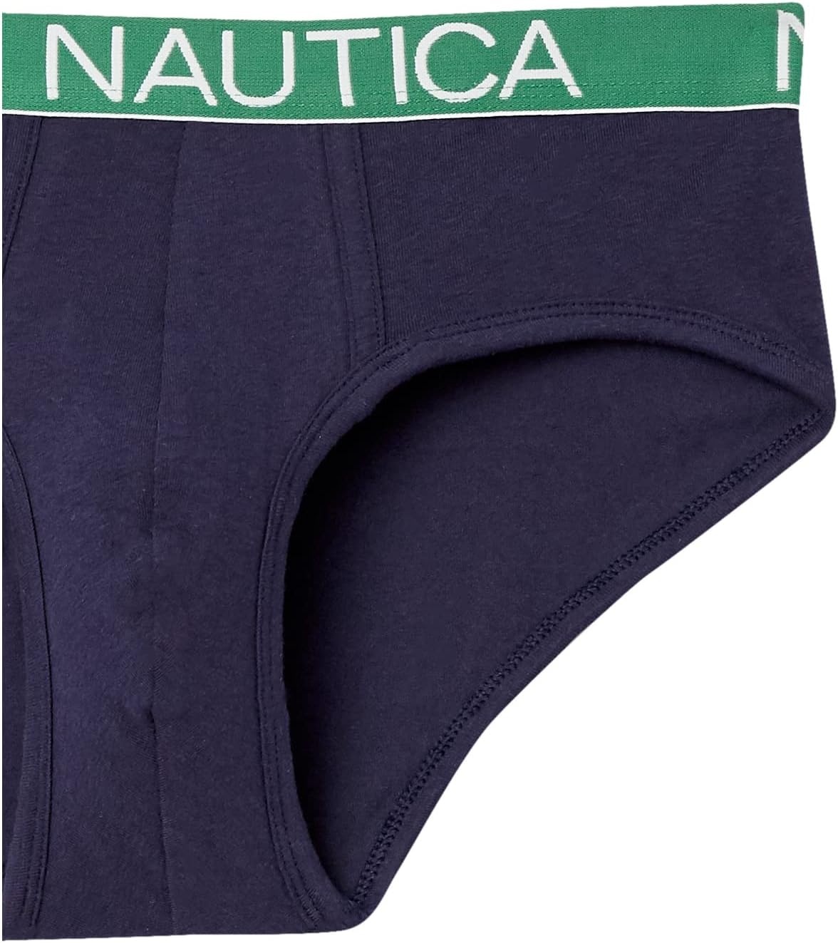 image:imageNautica Mens Classic Cotton Stretch 3Pack BriefsPeacoat PeacoatGreenCobalt Waistband