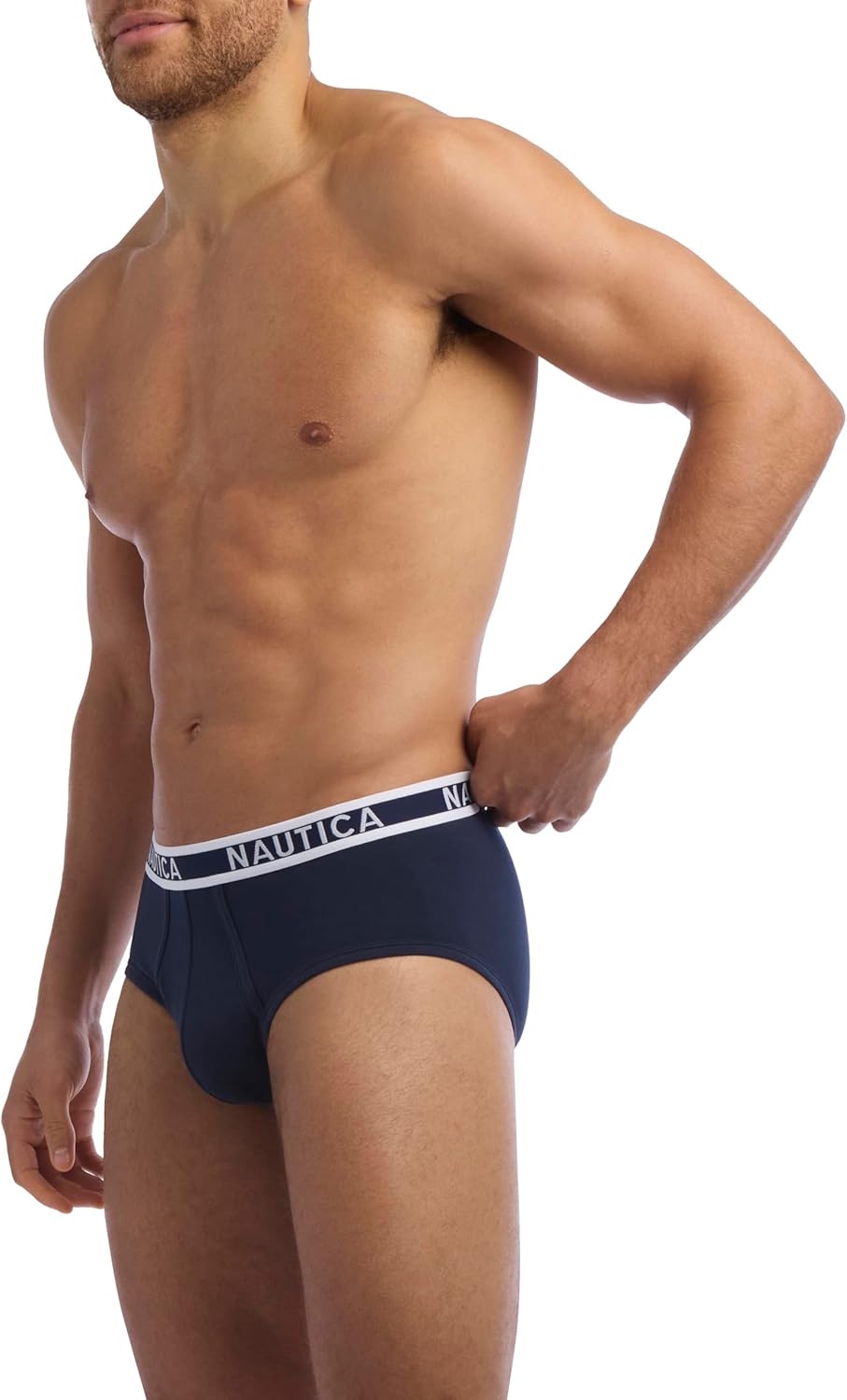 image:imageNautica Mens Classic Cotton Stretch 3Pack BriefsPeacoatAero BlueSea Cobalt