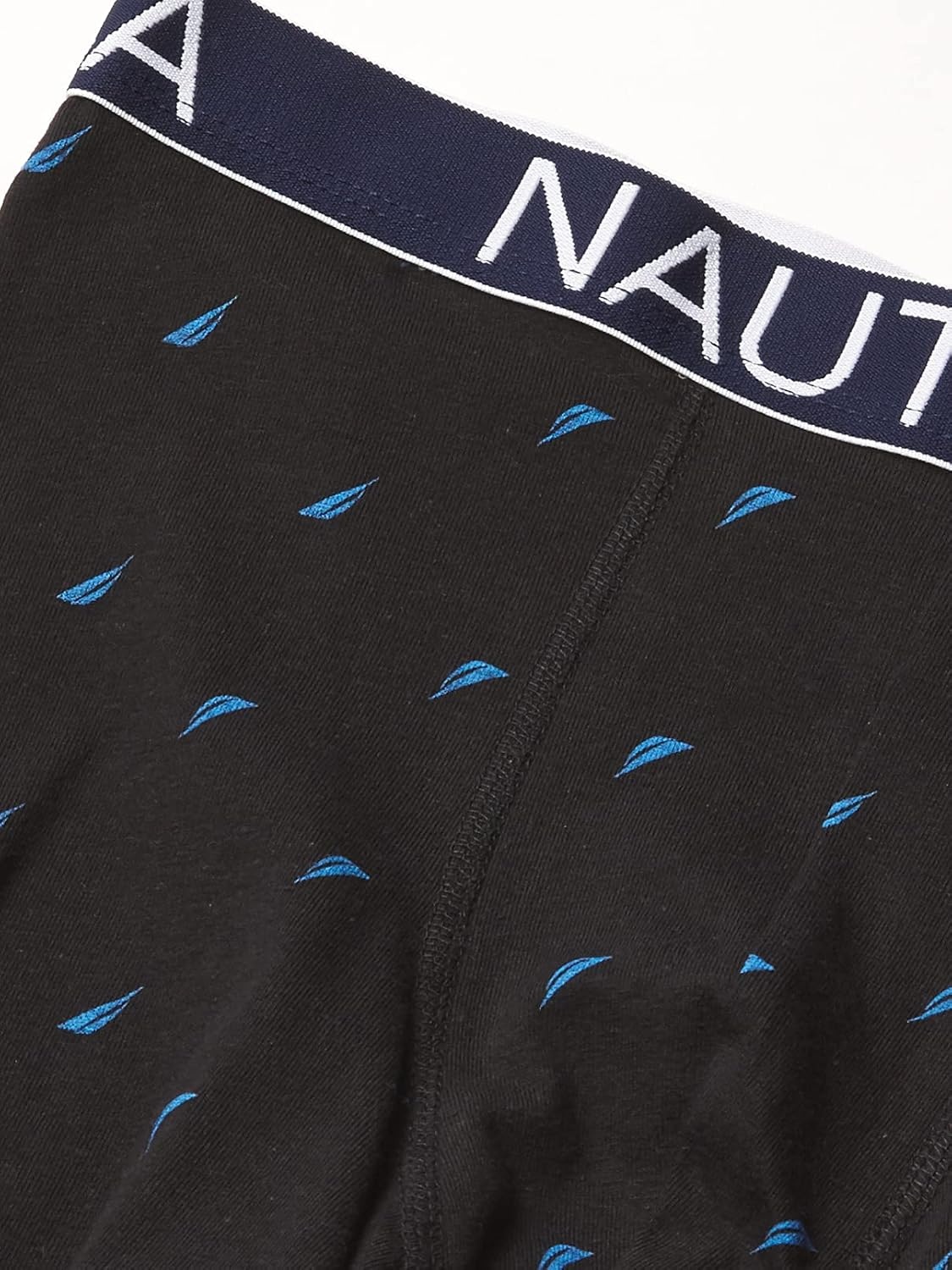 image:imageNautica Mens Cotton Stretch 4 Pack Boxer BriefsBlackBright CobaltStripe 2Sail Print
