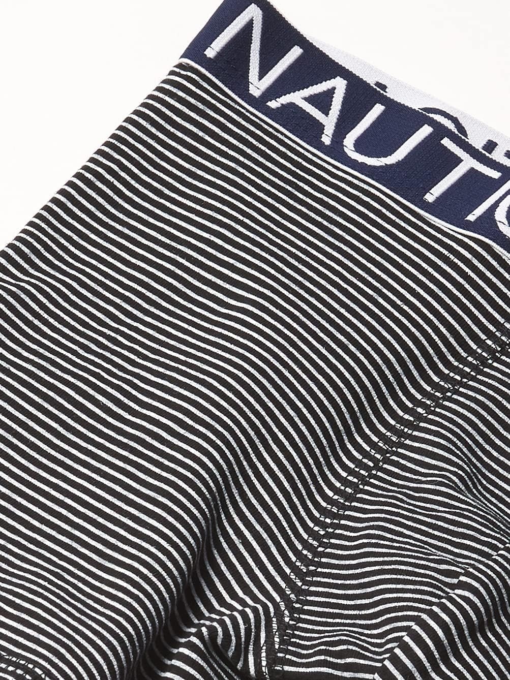 image:imageNautica Mens Cotton Stretch 4 Pack Boxer BriefsBlackBright CobaltStripe 2Sail Print