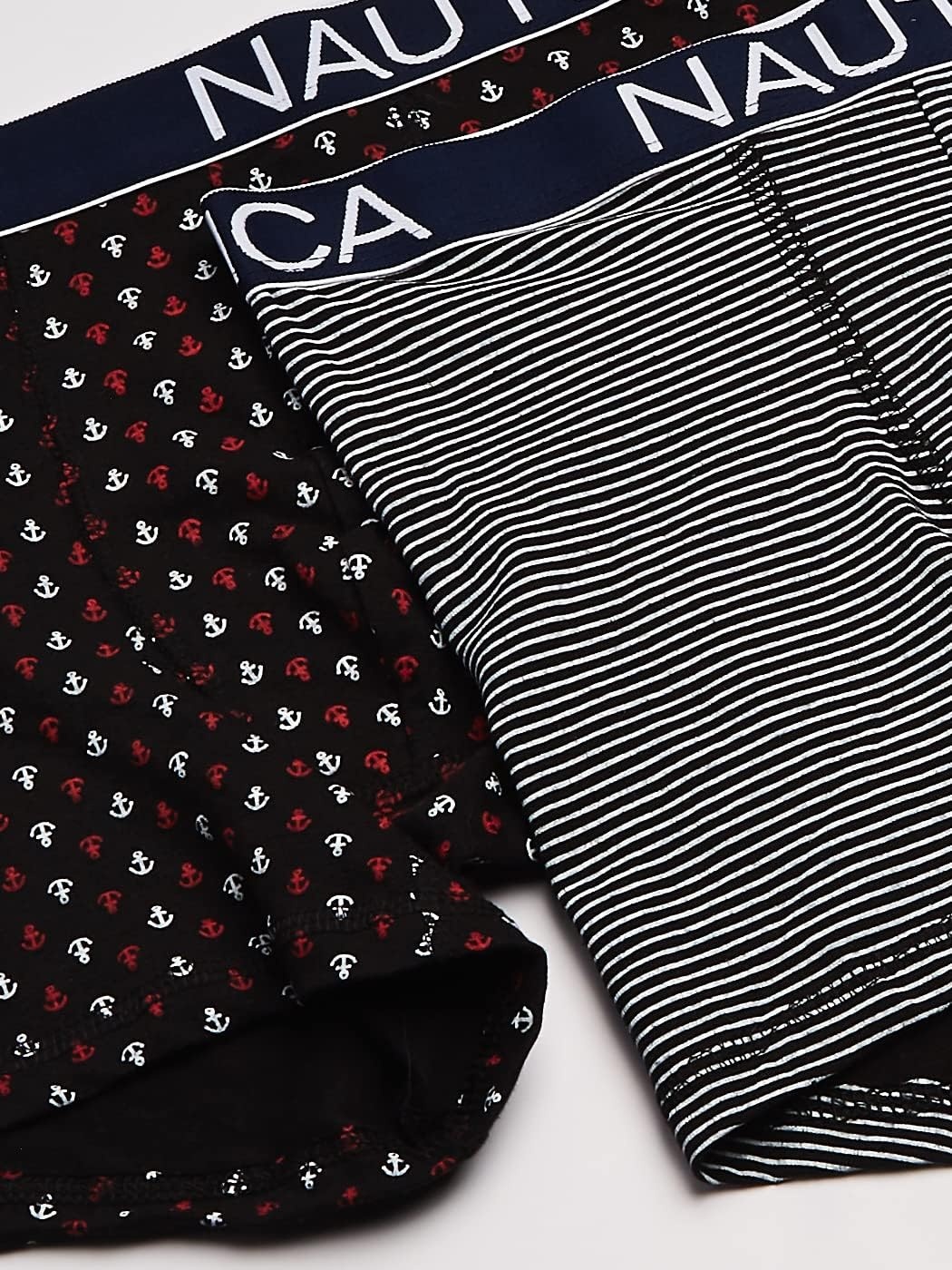 image:imageNautica Mens Cotton Stretch 4 Pack Boxer BriefsBlackHeather GreyStripe 2Anchor Print