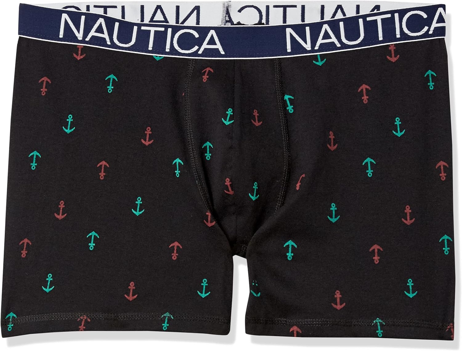 image:imageNautica Mens Cotton Stretch 4 Pack Boxer BriefsBlackTawny PortSpruce BlackAnchor Print