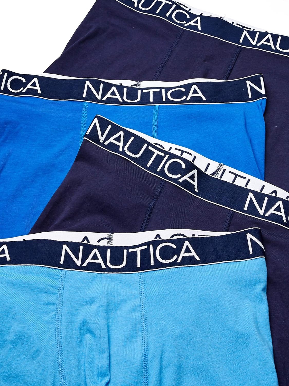 image:imageNautica Mens Cotton Stretch 4 Pack Boxer BriefsPeacoatSea CobaltAero Blue