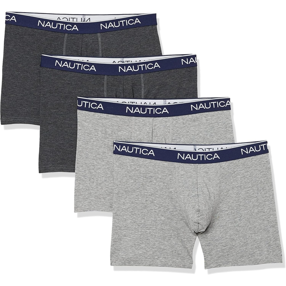 image:imageNautica Mens 4 Pack Heather Stretch Boxer Briefs2 Charcoal Heather2 Light Grey Heather
